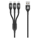 Pro Bass Braided 3 In 1 Charge Cable Black Pr-20010-bk in Small Appliances And Home Accessories, Products, AudioVisual, Audiovisual Accessories, Cables at House & Home.