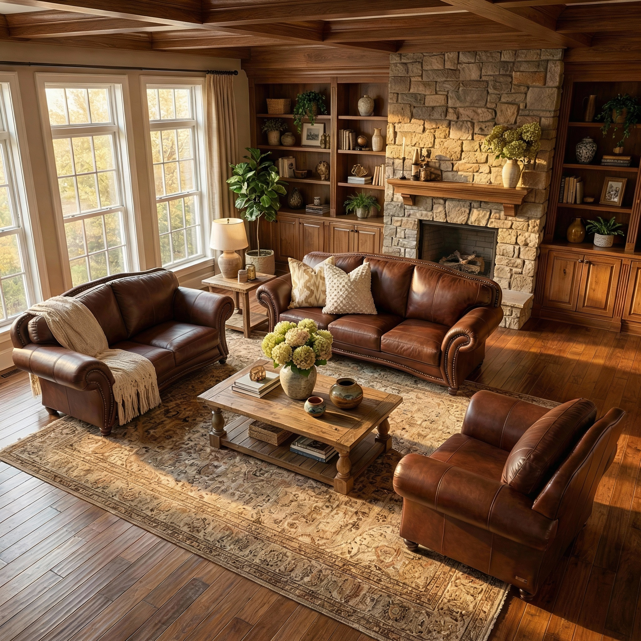 Zimbali 3 Pce Cumulus Brown Leather Uppers Lounge Suite