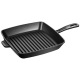 Staub American Black Cast Iron Grill 26cm X 26cm by Staub in Shop By Brand, Shop By Room, Products, Staub, Kitchen, Appliances, Small Appliances, Home Goods, Frying Pans and Grills at House & Home.