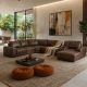 Carley 5pce Full Leather Walnut Daybed & Console in New Arrivals, Shop By Room, Products, Furniture, Lounge, Furniture, Lounge, Static Lounge Suites at House & Home.