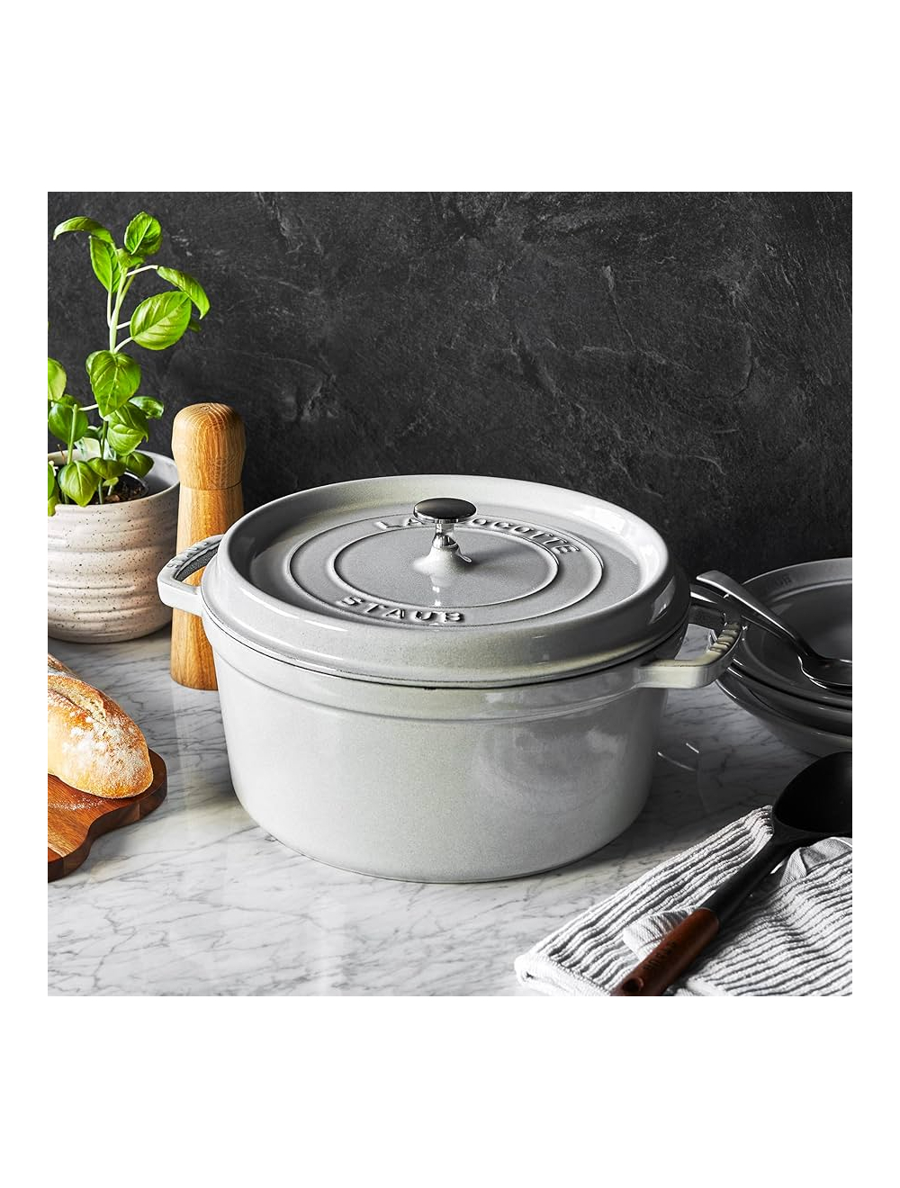 Staub Oval White Truffle Cast Iron Cassarole 33cm