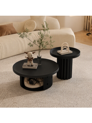 Kansas Jl1056 2pce Round Coffee Table Black in Shop By Room, Products, Featured, Lounge, Furniture, Lounge, Coffee & Side Tables at House & Home.