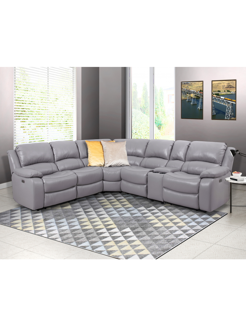 Mateo 6 Pce 2 Motion Leather Uppers Lounge Suite