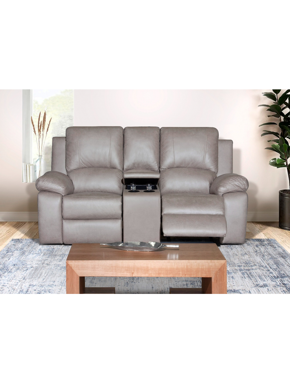 Westmere 2 Division Recliner Console Sand Fabric