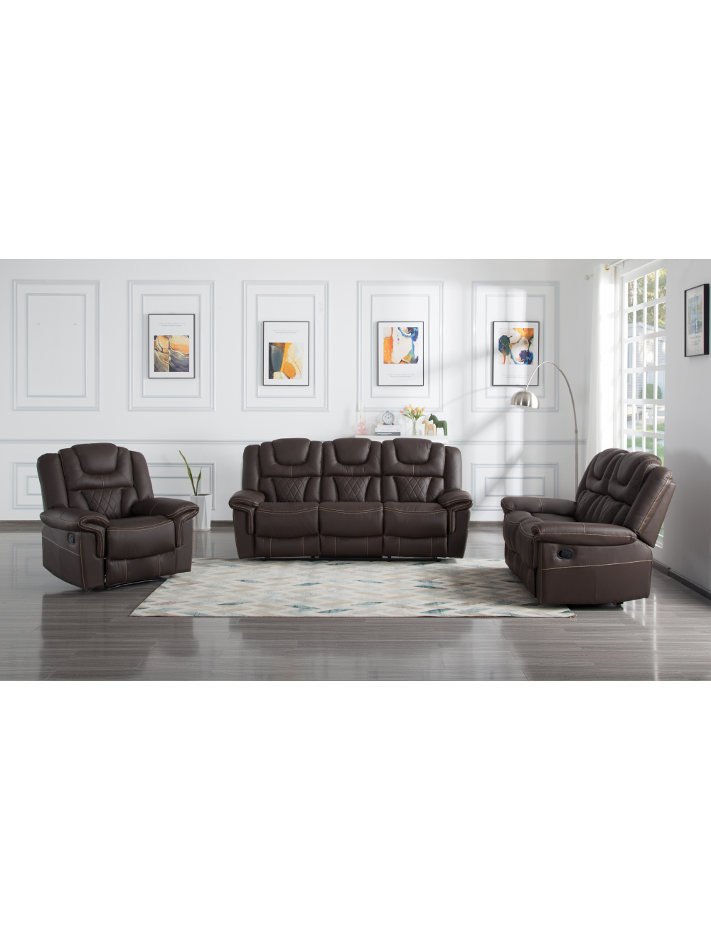 Langston 3pce Full Leather 5 Recliner Lounge Suite