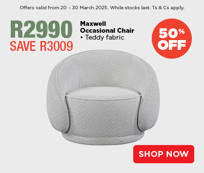 Bowie Bean Bag 
• Also Available in Light Grey 
R1499.50 
SAVE R1499.50  
