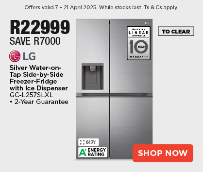 LG Silver Water-on-Tap Side-by-Side Freezer- 