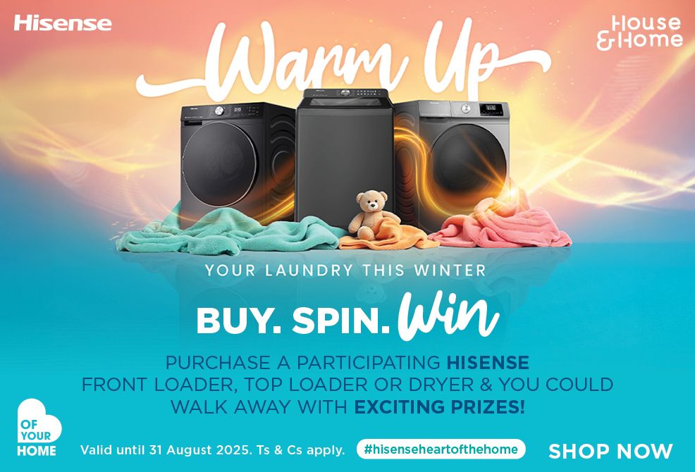 Purchase a participating Hisense front loader, top loader or dryer & you could walk away with exciting prizes. Valid until 31 August 2025.