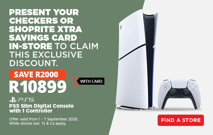 Xtra Savings - SONY PS5 SLIM DIGITAL CONSOLE - SASAHH2610 | 1 - 7 September 2025. While stocks last, layby not available.