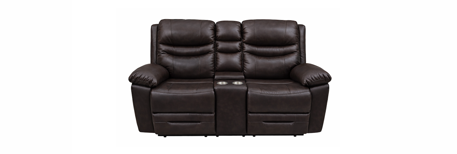 London Mk11 2div Fabric Recliner + Console Brown