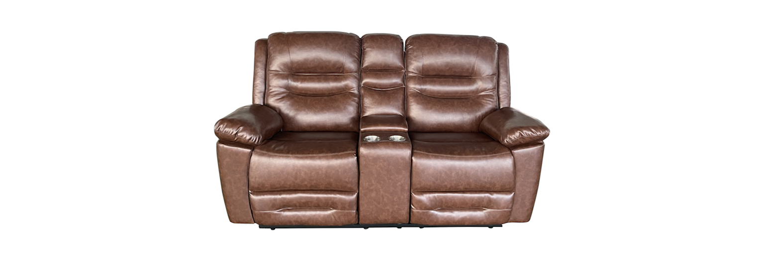 London 2div Recliner + Console Brown