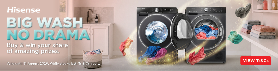 BIG WASH
                    NO DRAMA

                    Buy & win your share of amazing prizes.

                    Valid until 31 August 2026. While stocks last. Ts & Cs apply.
