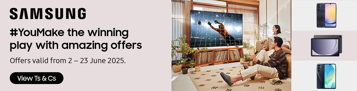 Buy a selected Samsung TV at House & Home and get a guaranteed Galaxy device free (Tablet or Smartphone). Ts and Cs apply.