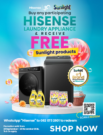 HH Hisense x Sunlight 23 September - 23 November 2026. While stocks last. Ts & Cs apply.